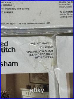 Bucilla Floral Cameo Cross Stitch Embroidery Kits Quilt & Pillow Shams Unopened