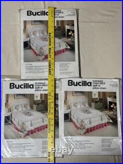 Bucilla Floral Cameo Cross Stitch Embroidery Kits Quilt & Pillow Shams Unopened
