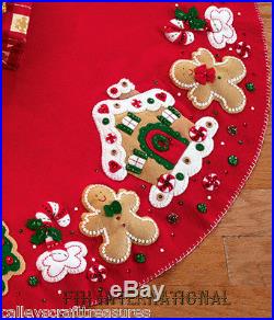 Bucilla Gingerbread House 43 Felt Christmas Tree Skirt Kit #85133, Cookies