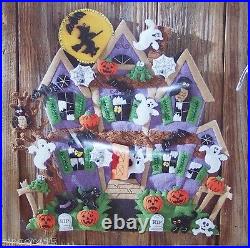 Bucilla HAUNTED HOUSEFelt Halloween Wall Hanging KitGhosts Cat Witch OOP RARE