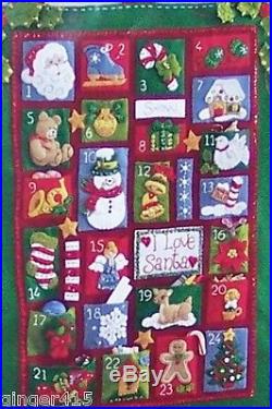 Bucilla HOLLY DAYS Felt Christmas Advent Calendar Kit-VERY RARE Santa Toys MIP