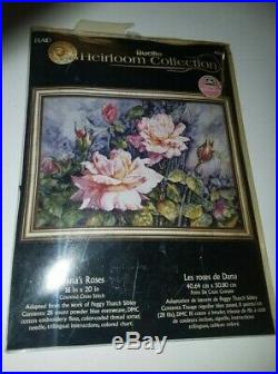 Bucilla Heirloom collection Dana's Roses Kit cross stitch 16 x 20 NIP 45962