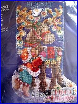 Bucilla Holiday Christmas Needlepoint Stocking Kit, MERRY CHRISMOOSE, Gillum, 60760