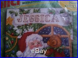 Bucilla Holiday Christmas Needlepoint Stocking Kit, SANTA & TOYS, Bear, Tree, 60767