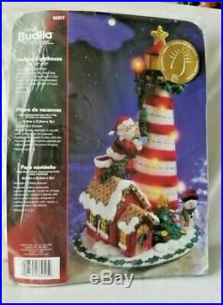 Bucilla Holiday Lighthouse Christmas Felt Centerpiece Kit #86057 Sealed