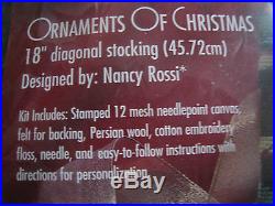 Bucilla Holiday Needlepoint Stocking Kit, ORNAMENTS OF CHRISTMAS, 60742, Rossi, 18
