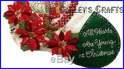 Bucilla Holly Hobbie 18 Felt Christmas Stocking Kit #86116 Poinsettias