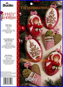 Bucilla Holly Hobbie Days 6 Piece Felt Christmas Ornament Kit #86159