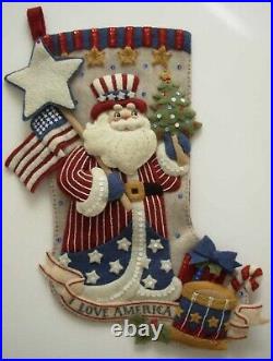Bucilla I LOVE AMERICA Felt Christmas Stocking Kit Patriotic Santa 85430-A