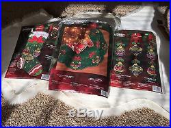 Bucilla Jeweled Ornaments stocking, ornaments and tree skirt kits