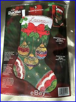 Bucilla Jeweled Ornaments stocking, ornaments and tree skirt kits