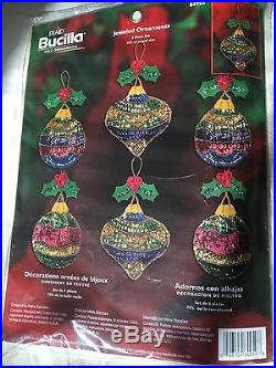 Bucilla Jeweled Ornaments stocking, ornaments and tree skirt kits