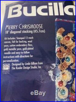 Bucilla Merry Chrismoose Needlepoint Christmas Stocking Kit Factory Sealed 60760