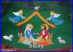 Bucilla NATIVITY Felt Christmas Tree Skirt Kit Holy Manger RARE 3576 Sterilized