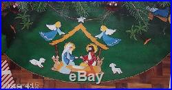 Bucilla NATIVITY Felt Christmas Tree Skirt Kit Holy Manger RARE 3576 Sterilized