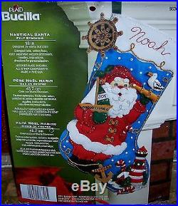 Bucilla NAUTICAL SANTA Felt Christmas Stocking Kit Lighthouse Boat VERY RARE Ltd