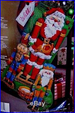 Bucilla NUTCRACKER TRIO Felt Christmas Stocking Kit VERY RARE Factory Direct OOP