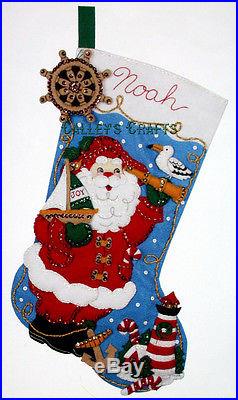 Bucilla Nautical Santa 18 Felt Christmas Stocking Kit #86305 Lighthouse, 2011