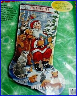 Bucilla Needlepoint Christmas Stocking Kit Woodland Storytime Santa 18 60759