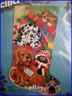 Bucilla Needlepoint Stocking Kit, CHRISTMAS CURIOSITY, Dog, Cat, Gillum, 18,60731