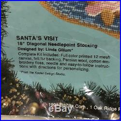 Bucilla Needlepoint Stocking Kit Santas Visit Gillum 6070 Christmas Teddy Bear