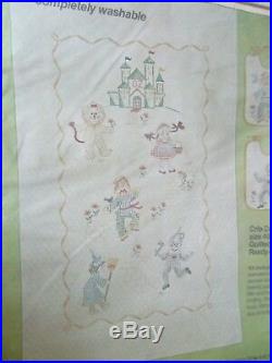 Bucilla Nursery Wizard of Oz Embroidery Quilt Crib Cover Kit Stamped 2483 Bibs