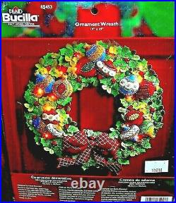 Bucilla ORNAMENT WREATH Lighted Felt Christmas Kit OOP Factory Direct NEWRARE