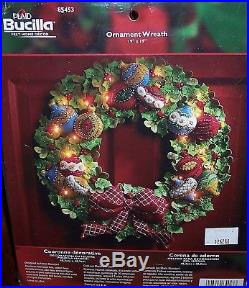 Bucilla ORNAMENT WREATH Lighted Felt Christmas Kit OOP Factory Direct VERY RARE