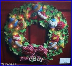 Bucilla ORNAMENT WREATH Lighted Felt Christmas Kit OOP Factory Direct VERY RARE