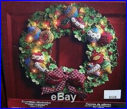 Bucilla ORNAMENT WREATH Lighted Felt Christmas Kit OOP Factory Direct VERY RARE