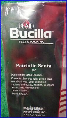 Bucilla PATRIOTIC SANTA Felt Stocking, Ornament Kit 85430, 85448 OOP Vintage