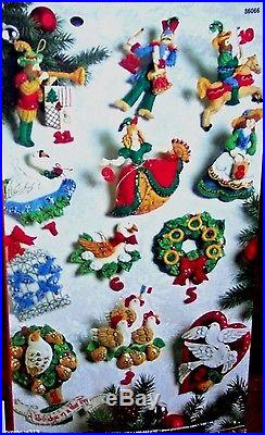 Bucilla Partridge in Pear Tree 12 Days of Christmas Felt Ornaments Kit Original