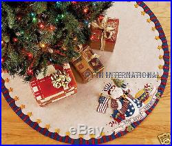 Bucilla Patriotic Santa 43 Felt Christmas Tree Skirt Kit #85447 US Flag, Drum