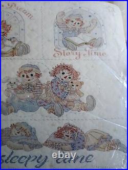 Bucilla Raggedy Ann & Andy Cover KIT Stamped Cross Stitch For Baby 45587 Rare