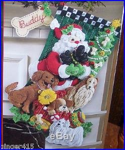 Bucilla SANTA PAWS Dog Puppy Felt Christmas Stocking Kit Original RARE 18