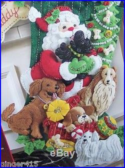 Bucilla SANTA PAWS Dog Puppy Felt Christmas Stocking Kit Original RARE 18