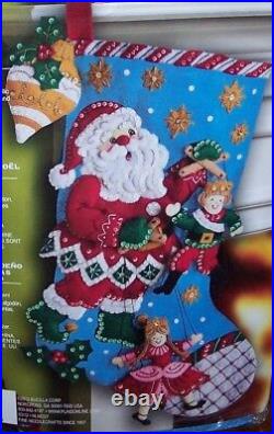 Bucilla SANTA PUPPET SHOW Felt Christmas Stocking Kit OOP Victorian Marionettes