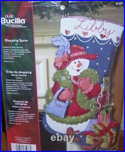 Bucilla SHOPPING SPREE Felt Christmas Stocking Kit Girl Lady Red Hat New 18RARE