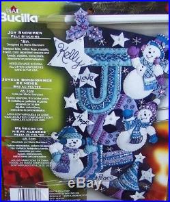 Bucilla SNOWMEN JOY Felt Christmas Stocking Kit 18 Factory Direct Original RARE
