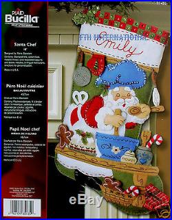 Bucilla Santa Chef 18 Felt Christmas Stocking Kit #85435 Baking Gingerbread