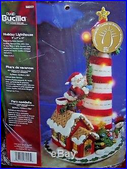 Bucilla Santa HOLIDAY LIGHTHOUSE Felt Christmas Centerpiece KitLighted RARE LTD
