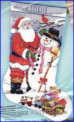 Bucilla Santa & Snowman Christmas Holiday Toys Needlepoint Stocking Kit 60713 E