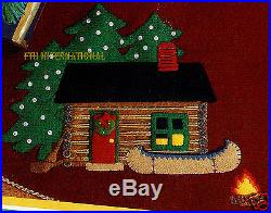 Bucilla Santa's Lodge 43 Felt Christmas Tree Skirt Kit #84276, Fishing, Cabin