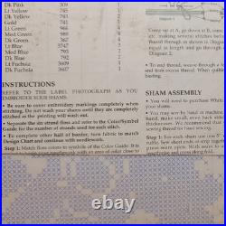 Bucilla Stamped Cross Stitch Quilt & Pillow Shams Kit, Potpourri Cottagecore VTG