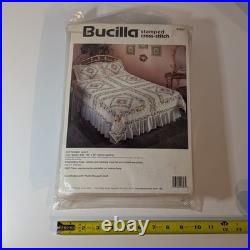 Bucilla Stamped Cross Stitch Quilt & Pillow Shams Kit, Potpourri Cottagecore VTG