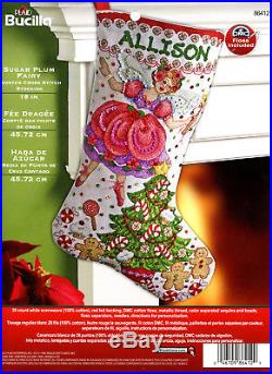 Bucilla Sugar Plum Fairy 18 Christmas Stocking Counted Cross Stitch Kit #86412