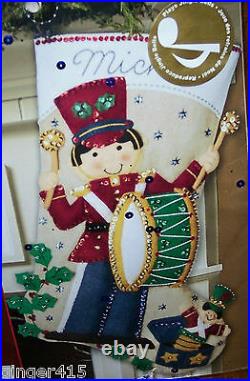 Bucilla' TOY SOLDIER Felt Christmas Stocking Kit (Musical) Drummer RARE 85434