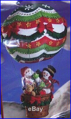 Bucilla UP UP & AWAY BALLOON Felt 3 D Christmas Hanging Kit-Factory Direct RARE