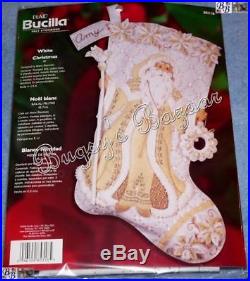 Bucilla WHITE CHRISTMAS STOCKING Santa Felt Applique Kit Original 2006 85318