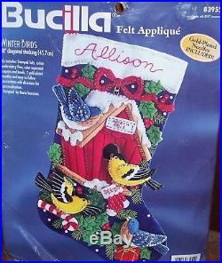 Bucilla WINTER BIRDS Felt Christmas Stocking Kit RARE Vintage 83955 Sterilized